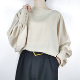 Minimalist Silk Long Sleeve Blouse - FashionByTeresa